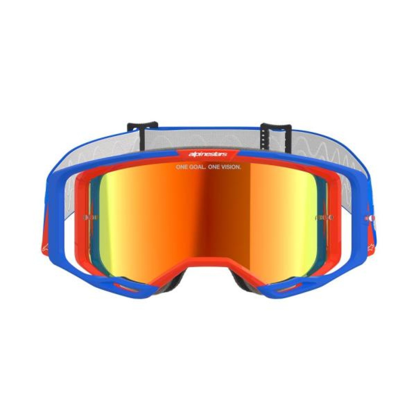 Alpinestars | Crossbril Vision 8 Wordmark Blauw Oranje Spiegel Rood
