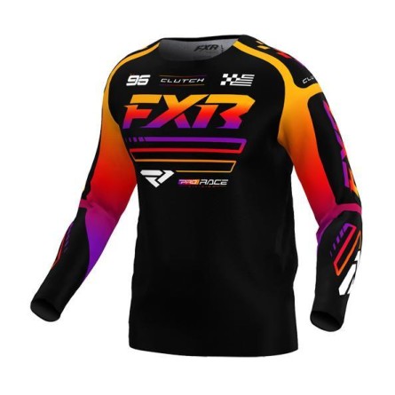 FXR | Kids Cross Shirt Black/Spectrum Clutch