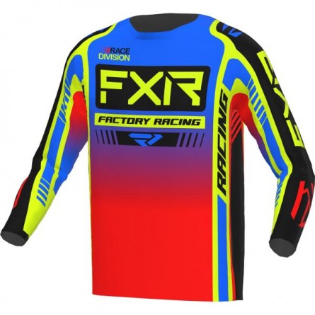 FXR | Jeugd Cross Shirt Clutch Pro Blauw / Geel / Rood